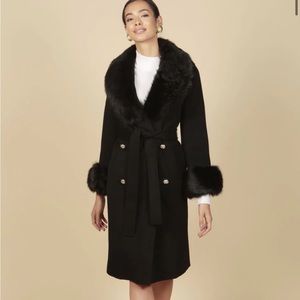 An American in Paris' Cashmere and Wool Coat with Faux Fur in Nero